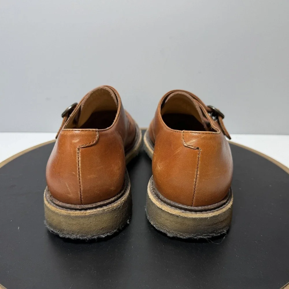 A.P.C. Shoes Mens Size‎ 8 Brown Leather Monk Strap Dress Casual Portugal Crepe